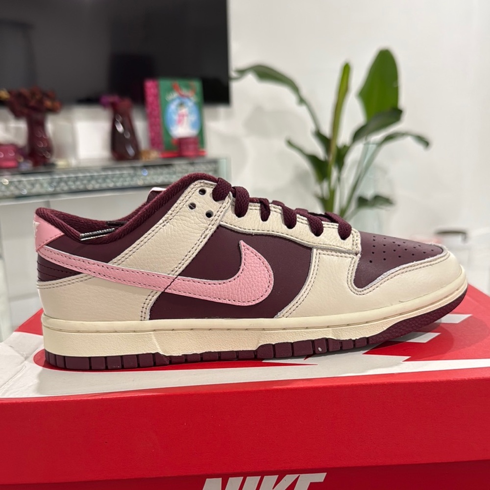 Nike Dunk Low Sneakers - Pink and Burgundy